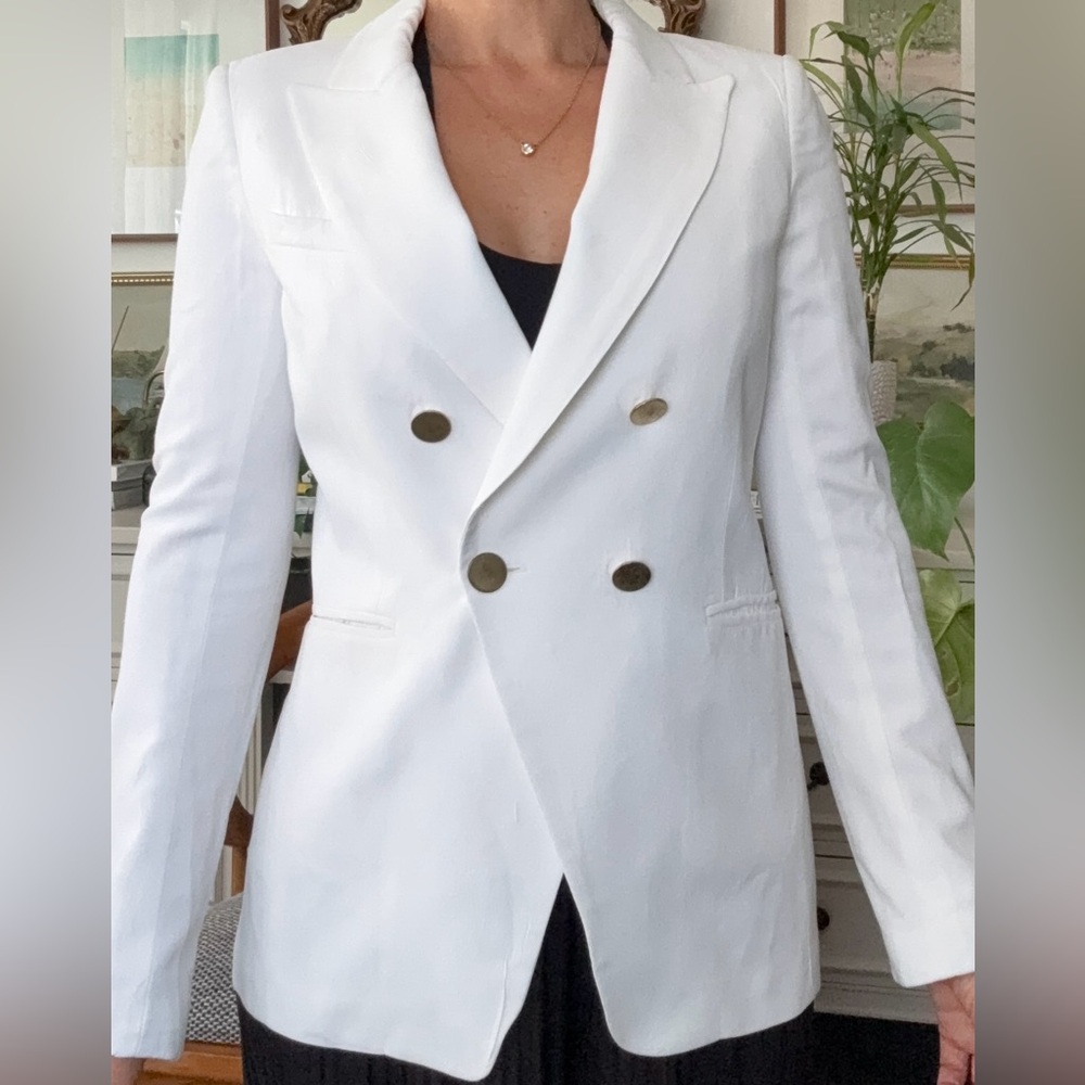 Veronica Beard White Double-Breasted Blazer